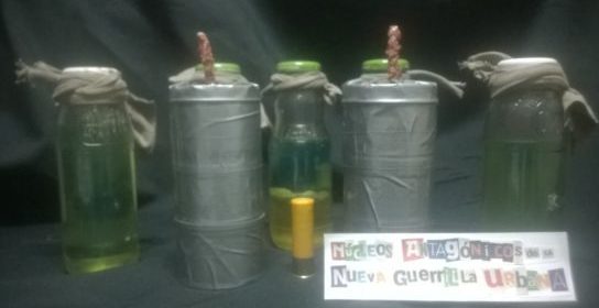 Pipe bombs used by Núcleos Antagónicos de la Nueva Guerrilla Urbana.